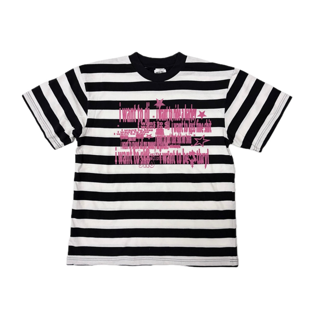 “I WANT TO” STRIPPED TEE