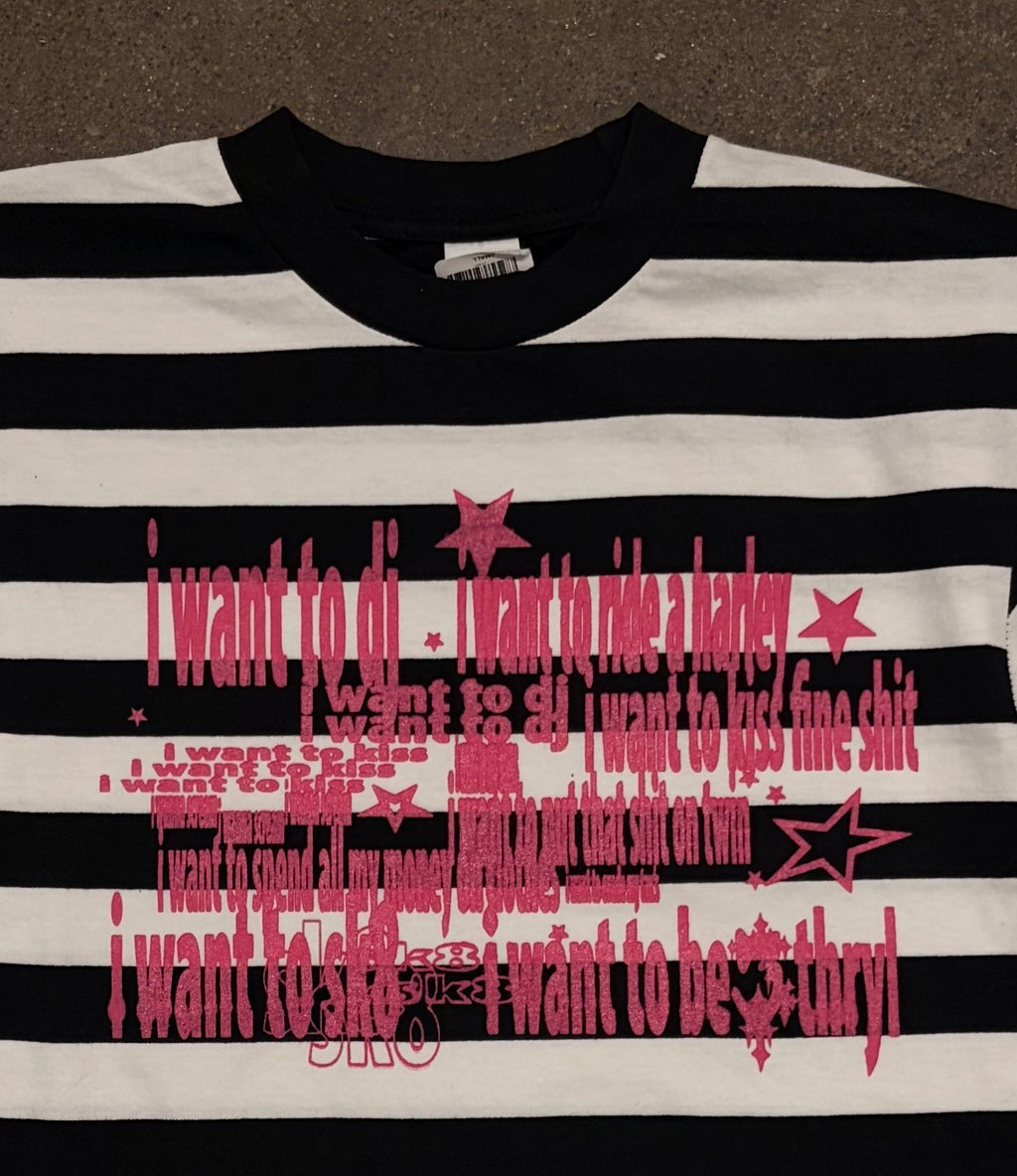 “I WANT TO” STRIPPED TEE